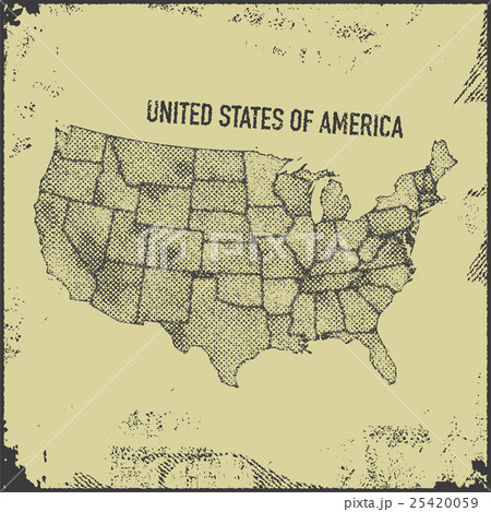 Retro distressed insignia with US map. 25420059