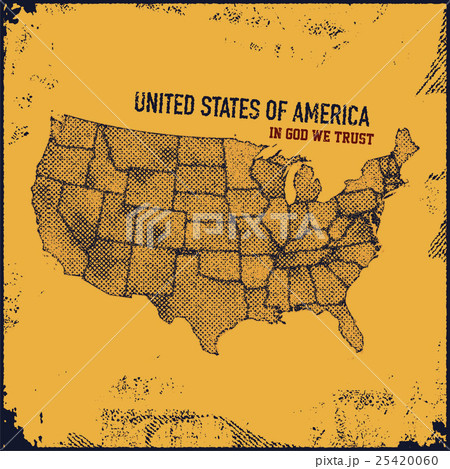 Retro distressed insignia with US map. 25420060