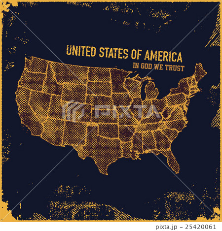 Retro distressed insignia with US map. 25420061