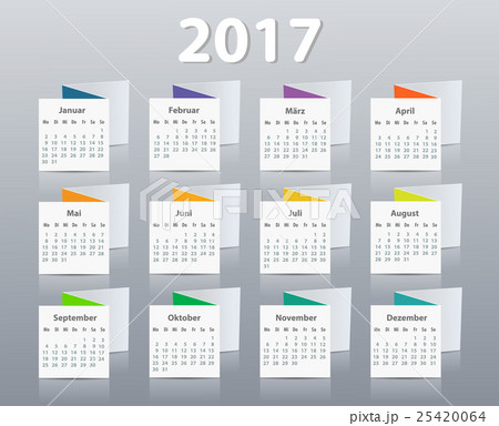 Calendar 2017 year German. Week starting on Monday 25420064