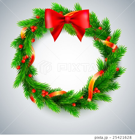 Christmas wreath, fir branches, red berries and Christmas wreath, fir branches, red berries and 25421628