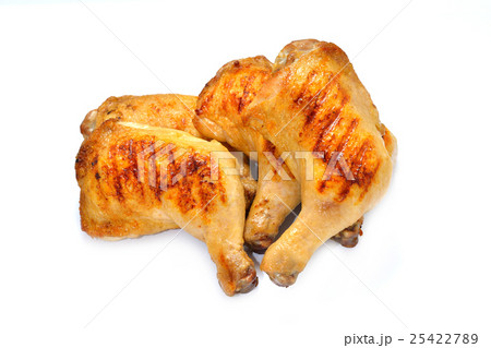 Grilled chicken thigh isolated on white background 25422789