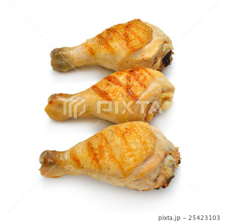 Grilled chicken legs isolated on white background 25423103