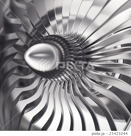 Turbo-jet engine of the plane, close up. 3d 25423244