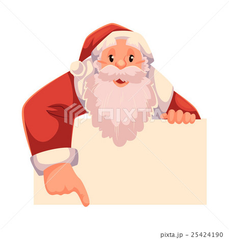 Santa Claus looking from behind the wall and 25424190