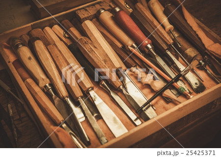 Close-up of the carpenter tools in restorer 25425371