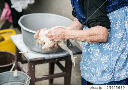 Unrecognizable senior woman cleaning freshly Unrecognizable senior woman cleaning freshly 25425639