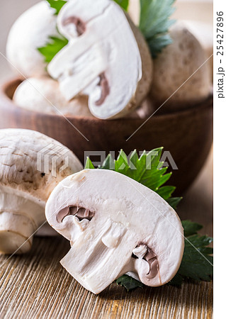 Champions mushrooms in different positions. 25427896