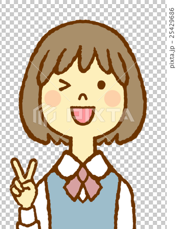 若い女性 制服 Vサイン 若い女性 制服 Vサイン 25429686