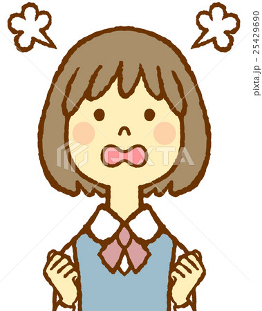 若い女性　制服　怒る 25429690