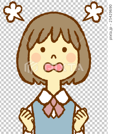 若い女性　制服　怒る 25429690