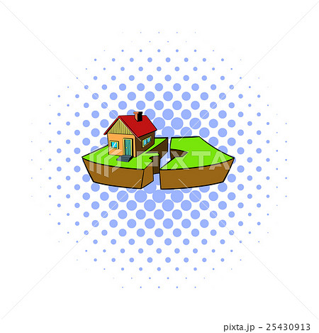 Earthquake and damaged home icon, comics style 25430913