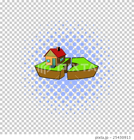 Earthquake and damaged home icon, comics style 25430913