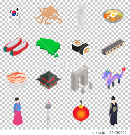 South Korea icons set, isometric 3d style 25430921