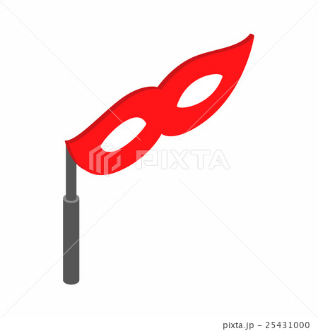 Red theatrical mask icon, isometric 3d style Red theatrical mask icon, isometric 3d style 25431000