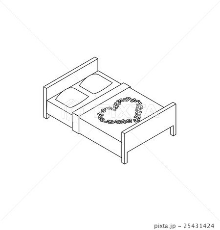 Double bed icon, isometric 3d style Double bed icon, isometric 3d style 25431424