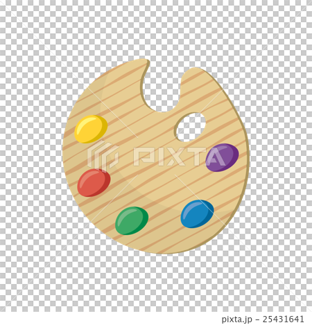 Wooden art palette with paints icon, cartoon style 25431641