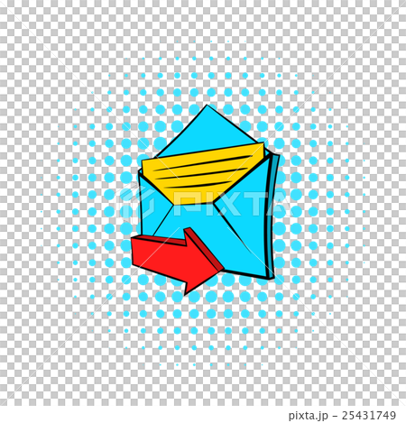 Incoming e-mail icon, pop-art style Incoming e-mail icon, pop-art style 25431749