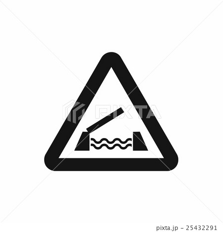 Lifting bridge warning sign icon, simple style 25432291