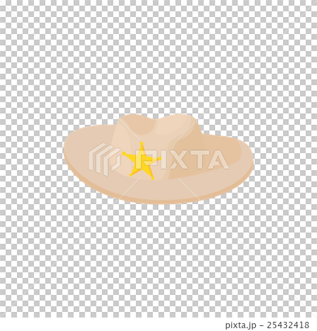 Cowboy hat with star icon, cartoon style 25432418