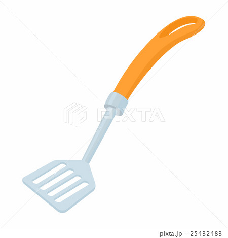 Metal spatula with orange handle icon 25432483