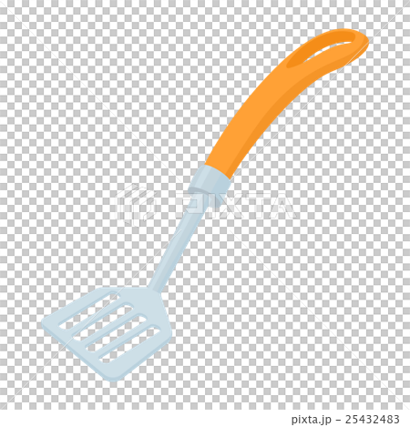 Metal spatula with orange handle icon 25432483
