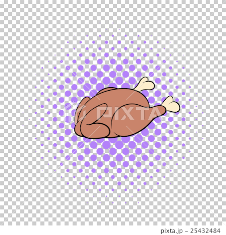 Whole roast chicken icon, comics style 25432484