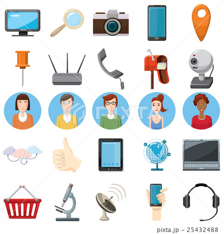 Office equipment icons set, cartoon style 25432488