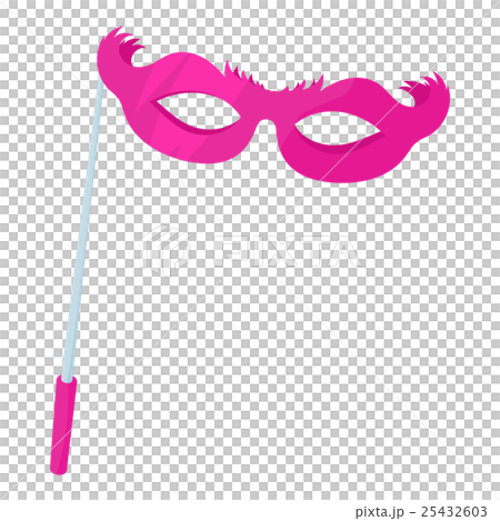 Pink theatrical mask icon, cartoon style 25432603