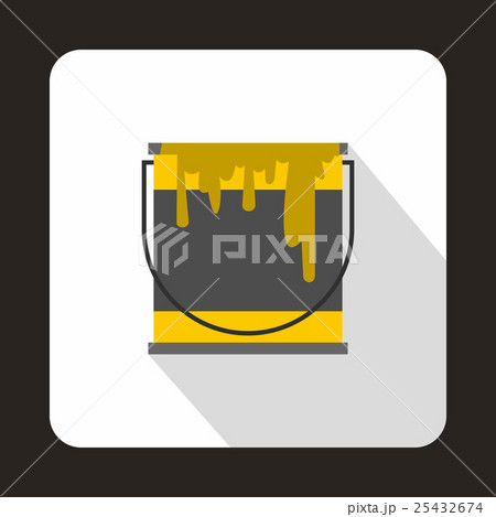 Yellow paint can icon, flat style 25432674