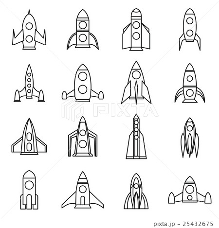 Rocket icons set, outline style 25432675