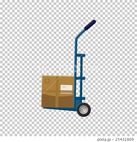Hand truck with box icon, cartoon style 25432809