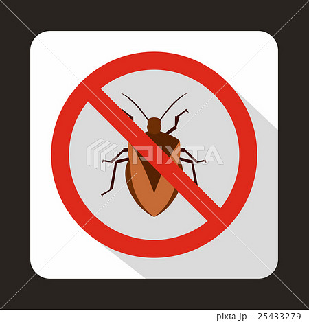 No bug sign icon, flat style 25433279