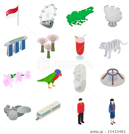 Singapore icons set, isometric 3d style 25433461