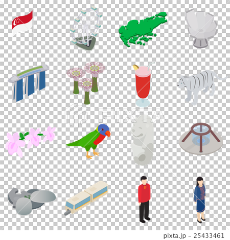 Singapore icons set, isometric 3d style 25433461