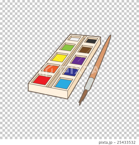 Watercolor in a box with brush icon, cartoon style 25433532