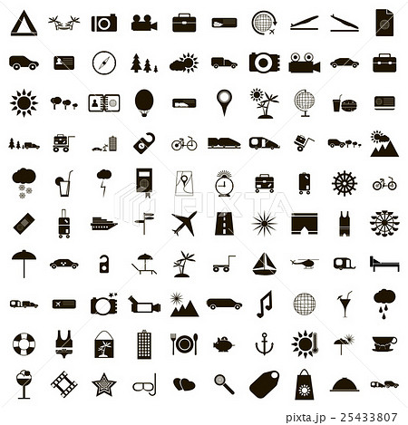 100 Travel Icons set, simple style 25433807