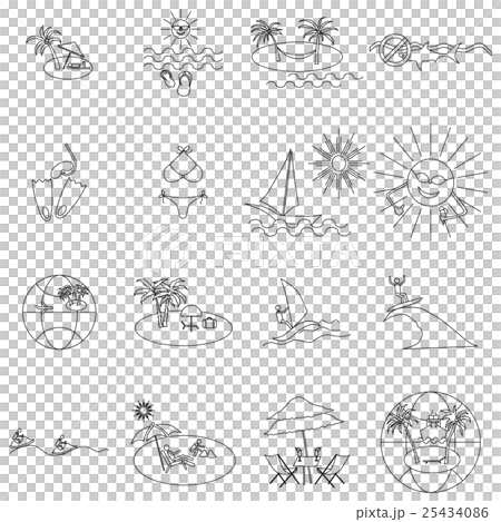 Beach icons set, thin line style Beach icons set, thin line style 25434086