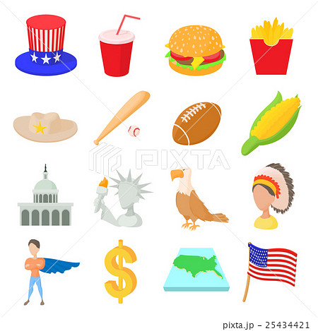 Usa icons set, cartoon style 25434421