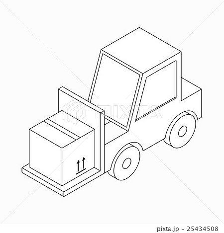 Forklift truck carrying box icon, isometric 3d Forklift truck carrying box icon, isometric 3d 25434508