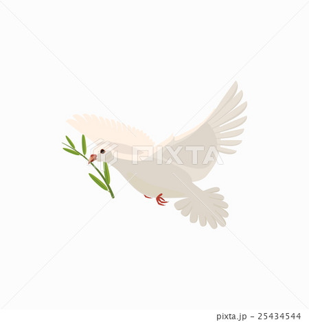 Dove with olive branch icon, cartoon styleのイラスト素材 [25434544 ...