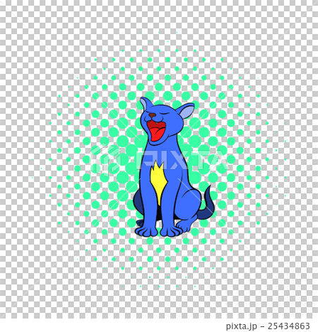 Blue cat icon, comics style 25434863