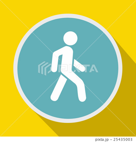 Pedestrians only road sign icon, flat style 25435003