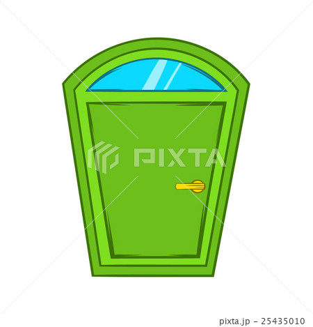 Green arched door icon, cartoon style 25435010