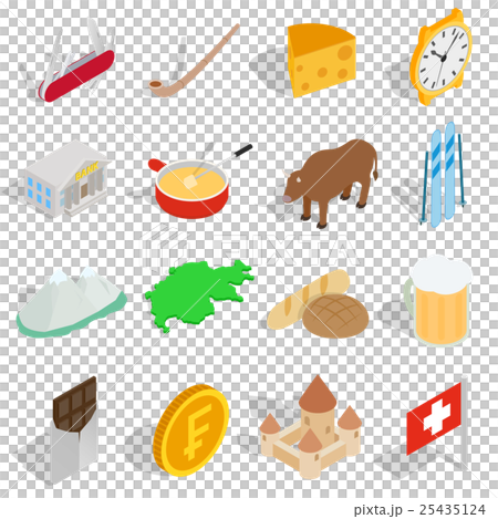 Switzerland icons set, isometric 3d style 25435124