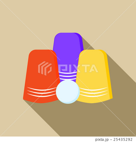 Three game thimbles with a ball icon, flat styleのイラスト素材 [25435292] - PIXTA