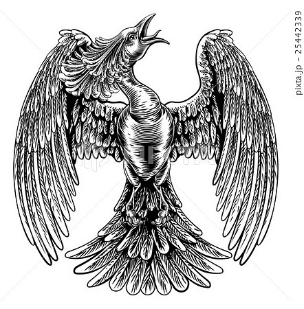 Phoenix Fire Bird In Vintage Woodcut Styleのイラスト素材 25442339 Pixta