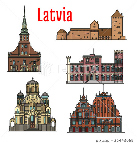 Latvia famous historic architecture icons 25443069