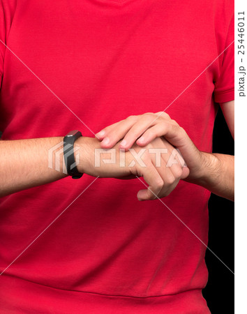 Athlete and fitness bracelet 25446011