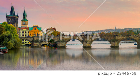 Panorama of Charles bridge in Prague, Czech  25446759